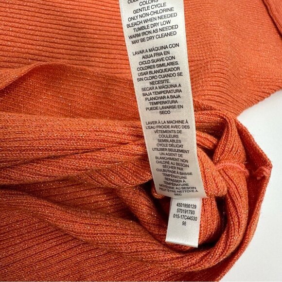 Chico’s Women’s NWT Orange Metallic Ribbed Banteau 3/4 Sleeve Sweater 4/XXL/C44 - Picture 9 of 13
